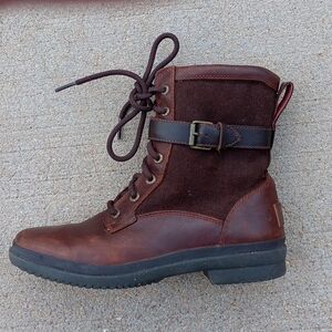 UGG Kesey Brown Leather Wool Lace Up Boots Womens 8